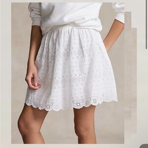 Polo Ralph Lauren Eyelet Mini Skirt White lace concept zipper new with tags NWT